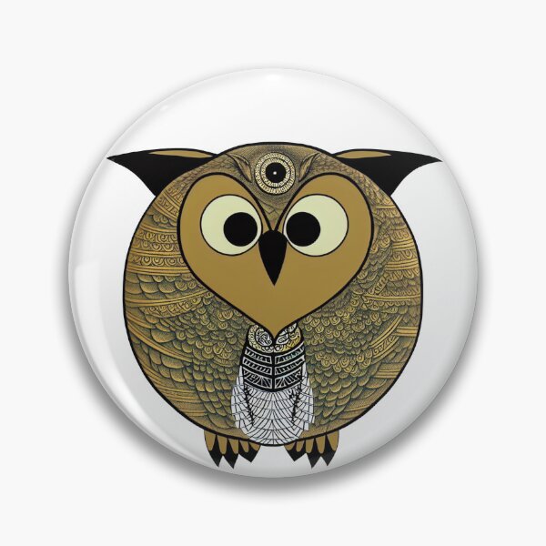 Item preview, A cartoonish round great horned owl with Sumerian ornaments IV designed and sold by BrachiaST.