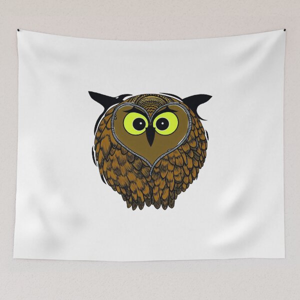 Item preview, A cartoonish round great horned owl crest III designed and sold by BrachiaST.
