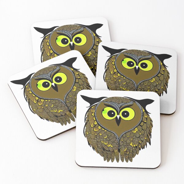 Item preview, A cartoonish round great horned owl crest IV designed and sold by BrachiaST.