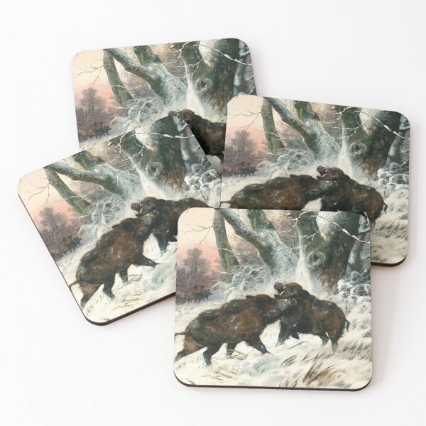 Item preview, Wild Boars Fighting | Carl Friedrich Deiker | 1890 Nature Art designed and sold by CJET.
