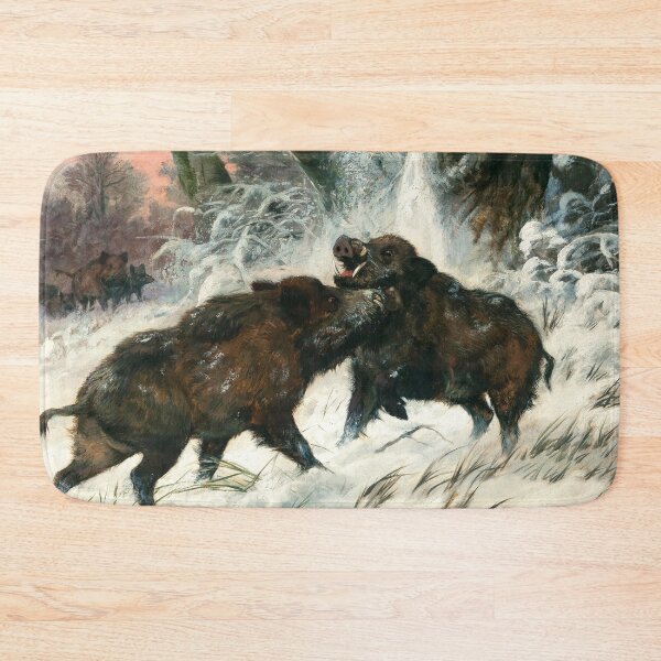 Item preview, Wild Boars Fighting | Carl Friedrich Deiker | 1890 Nature Art designed and sold by CJET.