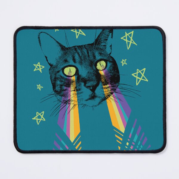 Item preview, Eyes Laser Cat, blue background designed and sold by courbebleue.