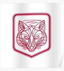 Fox Kopfwappen Monoline Poster