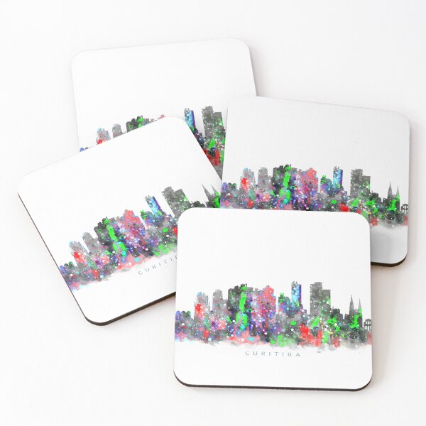 Item preview, Curitiba, Brazil Skyline Watercolor Painting designed and sold by InkistPrints.