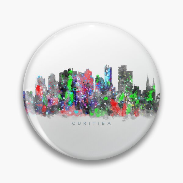 Item preview, Curitiba, Brazil Skyline Watercolor Painting designed and sold by InkistPrints.