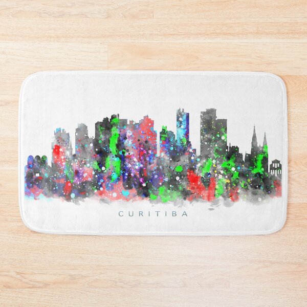 Item preview, Curitiba, Brazil Skyline Watercolor Painting designed and sold by InkistPrints.
