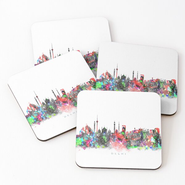 Item preview, Delhi, India Skyline Watercolor Painting designed and sold by InkistPrints.