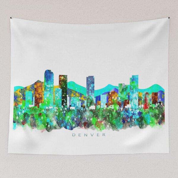Item preview, Denver, Colorado Skyline Watercolor Painting designed and sold by InkistPrints.