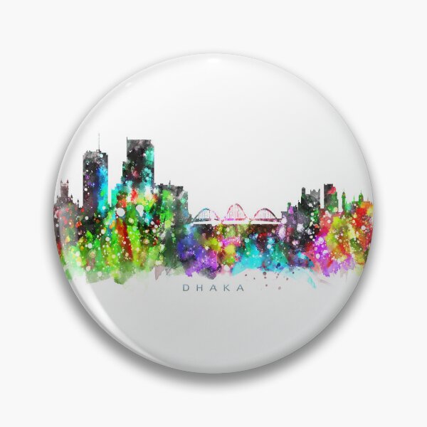 Item preview, Dhaka, Bangladesh Skyline Watercolor Painting designed and sold by InkistPrints.