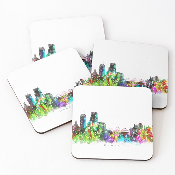 Item preview, Dhaka, Bangladesh Skyline Watercolor Painting designed and sold by InkistPrints.