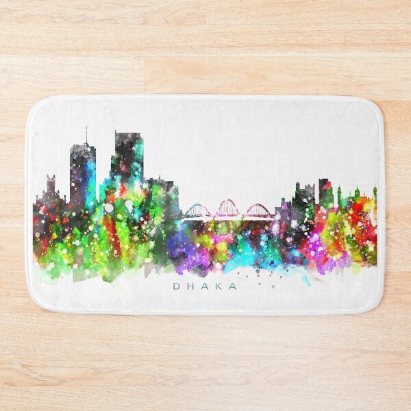 Item preview, Dhaka, Bangladesh Skyline Watercolor Painting designed and sold by InkistPrints.