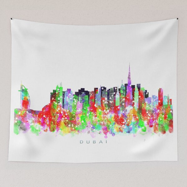 Item preview, Dubai, UAE Skyline Watercolor Painting designed and sold by InkistPrints.