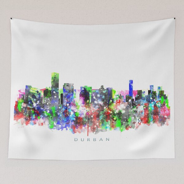 Item preview, Durban, South Africa Skyline Watercolor Painting designed and sold by InkistPrints.