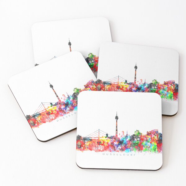 Item preview, Dusseldorf, Germany Skyline Watercolor Painting designed and sold by InkistPrints.