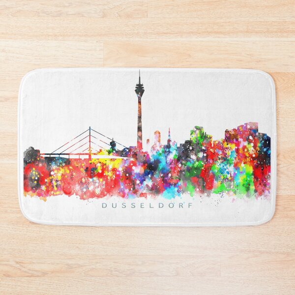 Item preview, Dusseldorf, Germany Skyline Watercolor Painting designed and sold by InkistPrints.