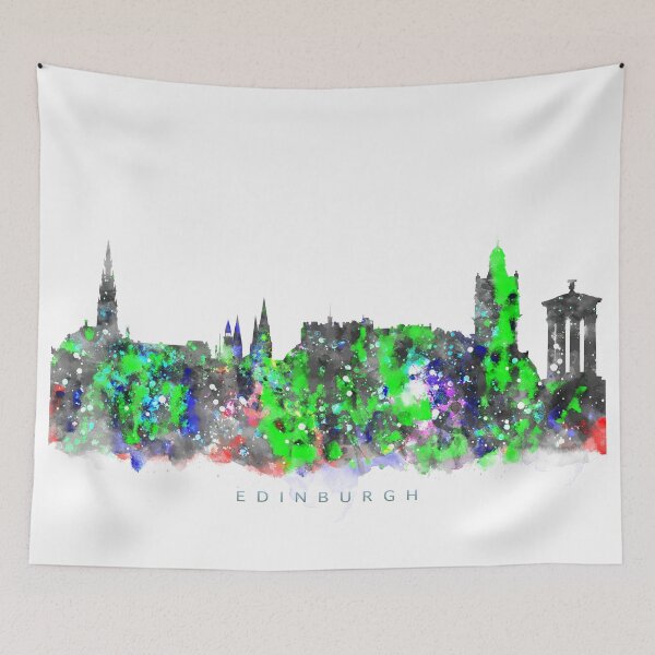 Item preview, Edinburgh, Scotland Skyline Watercolor Painting designed and sold by InkistPrints.