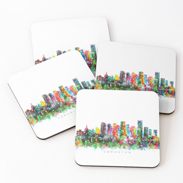 Aperçu de l'œuvre Edmonton, Canada Skyline Watercolor Painting créée et vendue par InkistPrints.
