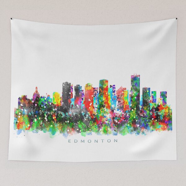Artikelvorschau, Edmonton, Canada Skyline Watercolor Painting entworfen und verkauft von InkistPrints.