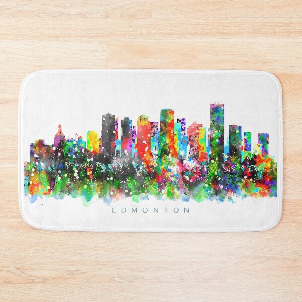 Aperçu de l'œuvre Edmonton, Canada Skyline Watercolor Painting créée et vendue par InkistPrints.