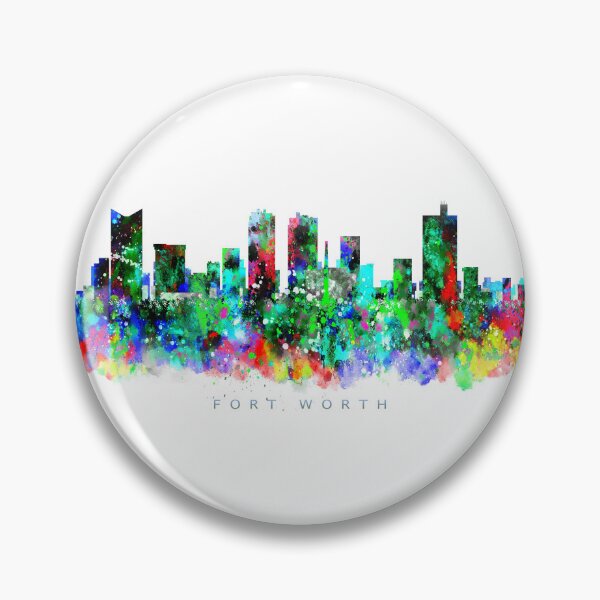 Artikelvorschau, Fort Worth, Texas Skyline Watercolor Painting entworfen und verkauft von InkistPrints.