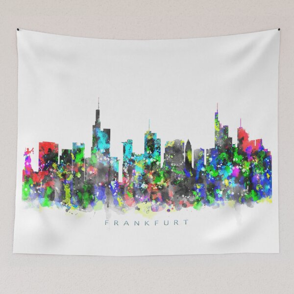 Item preview, Frankfurt, Germany Skyline Watercolor Painting designed and sold by InkistPrints.