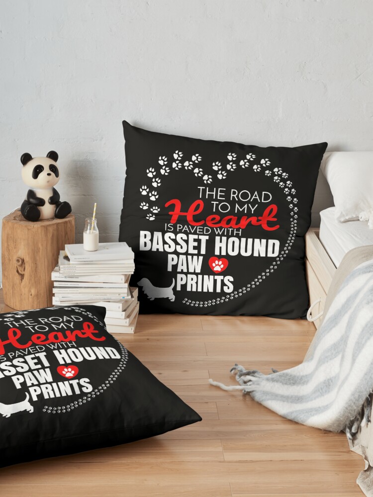 Alternate view of The Road To My Heart Is Paved With Basset Hound Paw Prints Basset Hound dog T-Shirt Sweater Hoodie Iphone Samsung Phone Case Coffee Mug Tablet Case Gift Floor Pillow