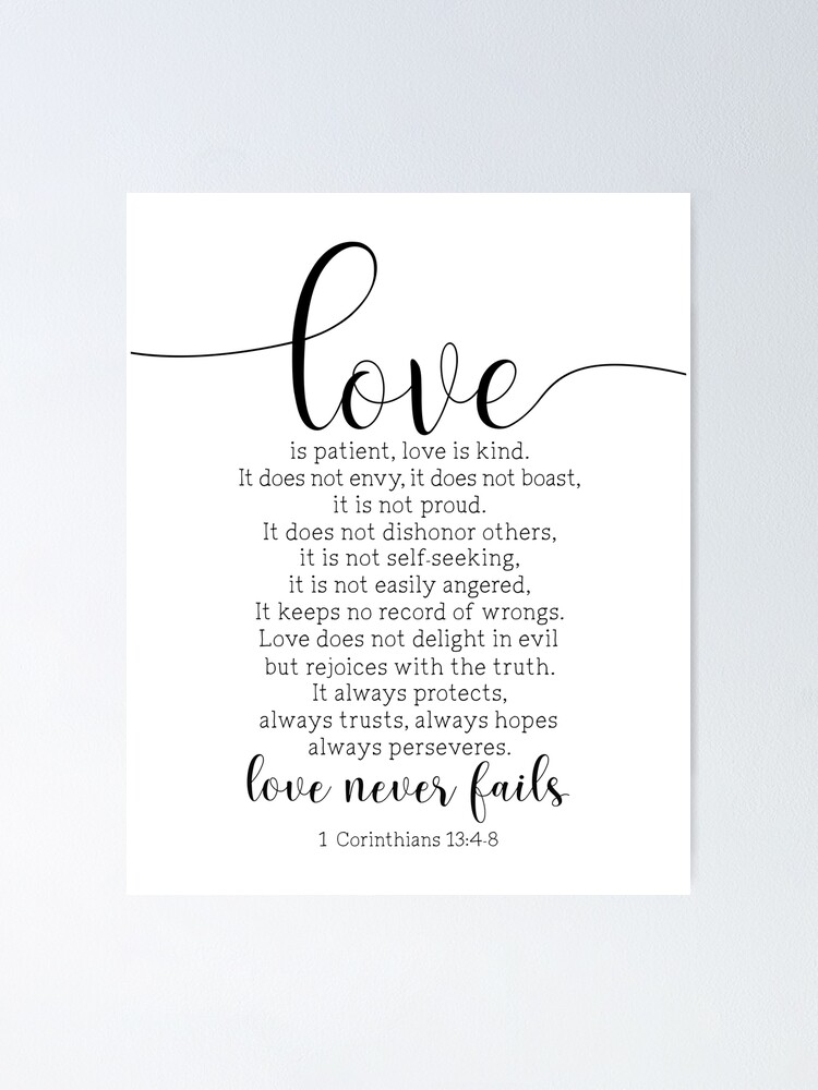 Thumbnail 1 of 3, Poster, Love Is Patient Love Is Kind, 1 Corinthians 13:4-8 designed and sold by ArtfulZuzu.