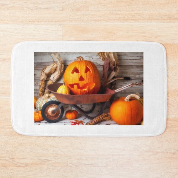 Item preview, Carved Pumpkin In Old Wheelbarrow designed and sold by Garry Gay.