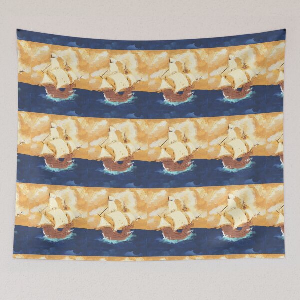 Item preview, Old ship on sea designed and sold by SkyisBright.
