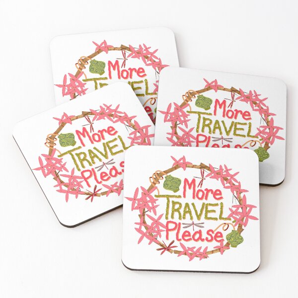 Item preview, More travel, please quote with bamboo, jungle geranium, lanterns and red damselflies - pink and green designed and sold by Ingrid Poole.