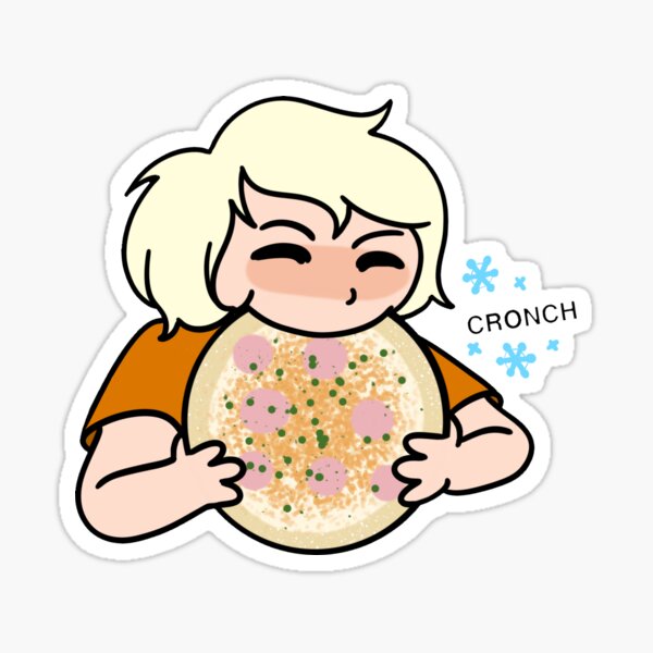 Brandon Eating Whole Frozen Pizza Sticker