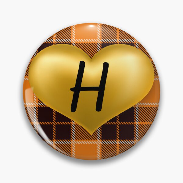 Aperçu de l'œuvre Coeur d'or chaud abstrait Plaid-Puff avec initiale-H créée et vendue par SunMoonBeyond.