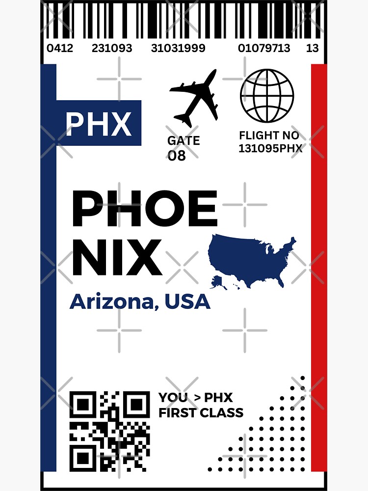 "Phoenix Flight Ticket Boarding Pass Travel" Sticker for Sale by