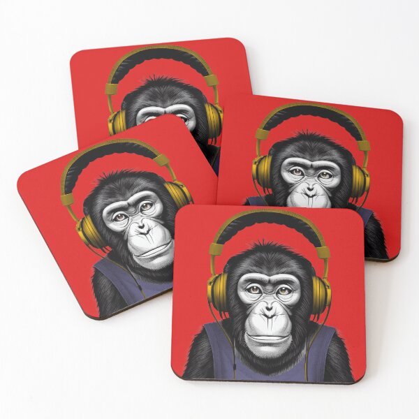 Item preview, Cool Chimpanzee Wearing Headphones designed and sold by ThePurpleMelon.