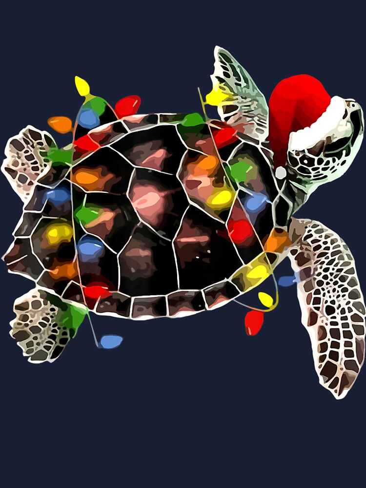 Turtle Christmas T-Shirt, Christmas Turtle Wrapped in Festive Lights, Gift for Turtle lovers, Sea Turtle lovers, Turtle Tees