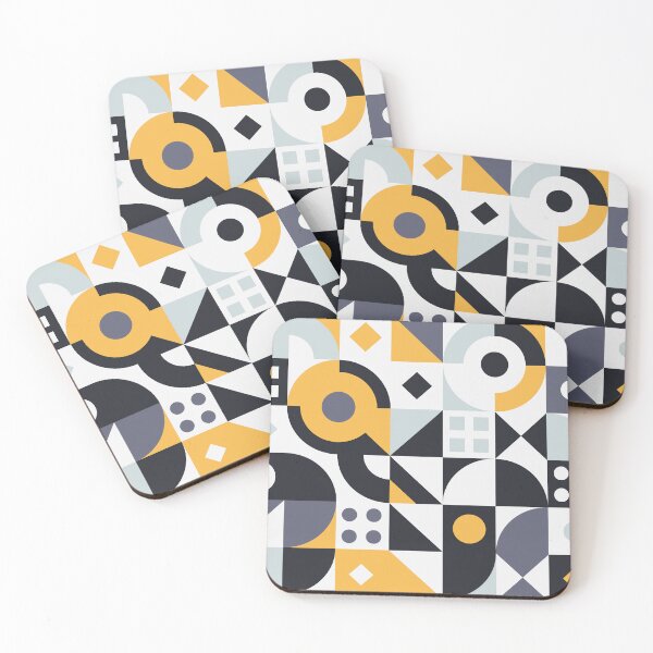 Item preview, Abstract Geometrical Modern Art Pattern Texture Grey and Yellow Decorative Design designed and sold by ChaimaaKr.