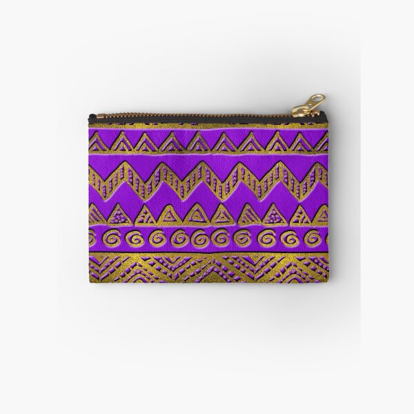Item preview, Ethnic  Golden Pattern  Swirl on Purple Leather  designed and sold by k9printart.