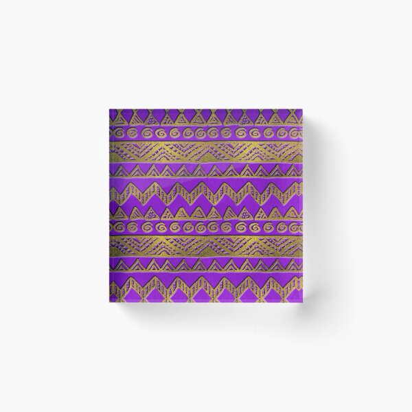 Item preview, Ethnic  Golden Pattern  Swirl on Purple Leather  designed and sold by k9printart.