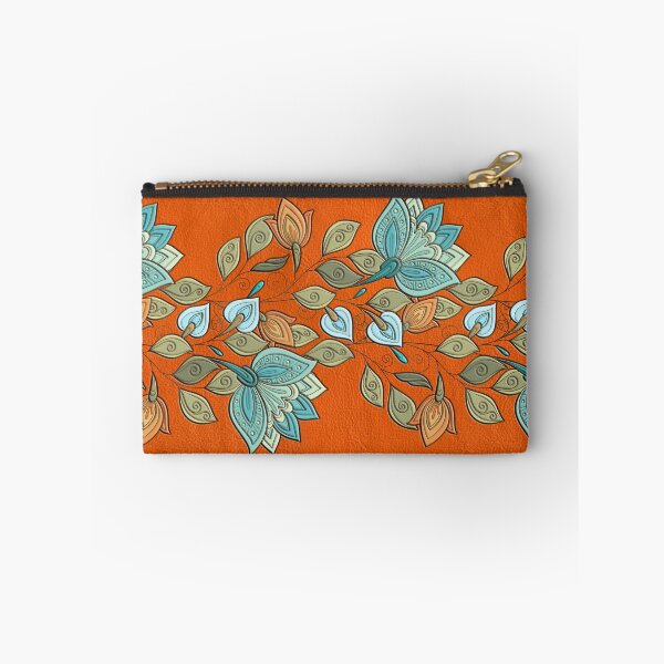 Item preview, Elegant  Colorful Floral Swirl on Orange  Leather  designed and sold by k9printart.