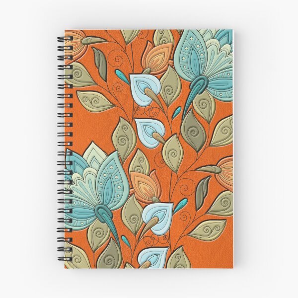 Item preview, Elegant  Colorful Floral Swirl on Orange  Leather  designed and sold by k9printart.