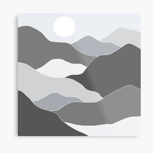 Monotone Mountains Metal Print