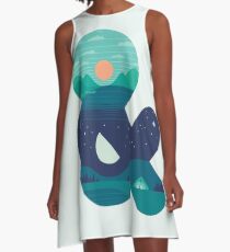 Tag Nacht A-Linien Kleid
