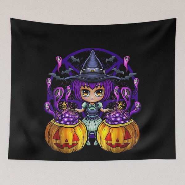 Item preview, Chibi witch halloween cauldron ghosts spellwork  designed and sold by DanielPenington.