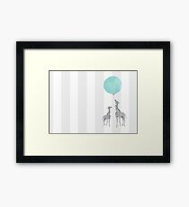 Baby Boy Blue Balloon Giraffes Framed Print