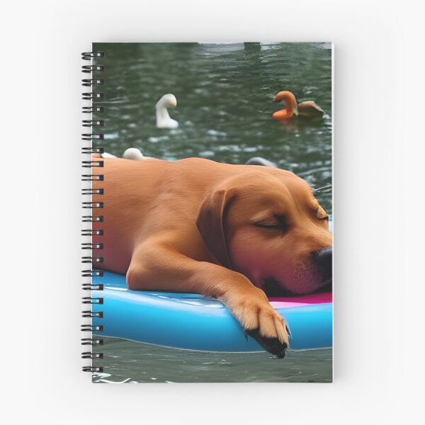 Artikelvorschau, Welpe Nickerchen auf Teich, umgeben von Schwänen und Enten entworfen und verkauft von QuackersWeb.