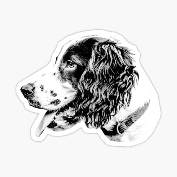 Item preview, Black and white Spaniel puppy designed and sold by OwlOccasions.