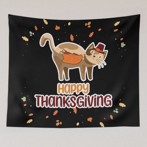 Item preview, A Cute and Funny Cat Eats Thanksgiving Turkey designed and sold by creaencuba.