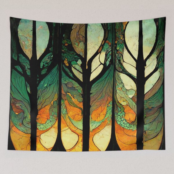 Item preview, Forest Stained Glass 12 Abstract AI Generated Art designed and sold by MeAI-Art.