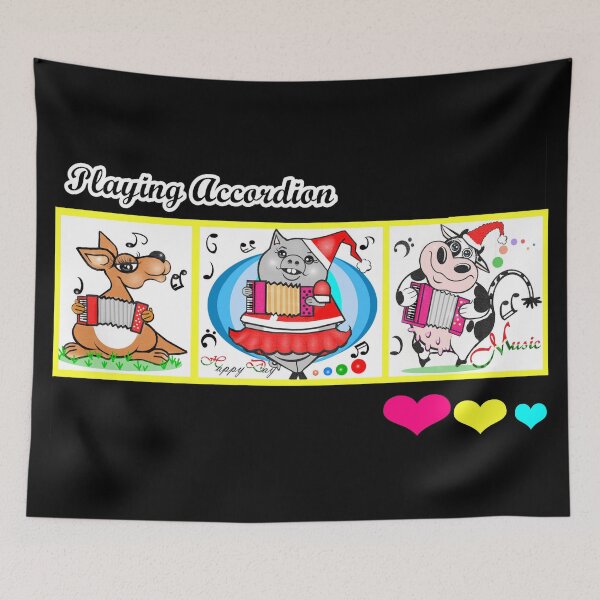 Item preview, Cute animals - Playing accordion - Kangaroo, pig and cow  designed and sold by Shirley cute art .