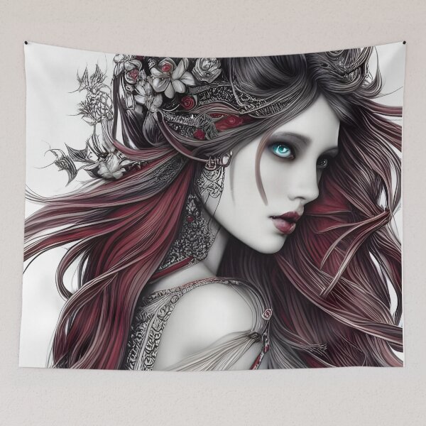Aperçu de l'œuvre Portrait rouge/noir/blanc - AI Art créée et vendue par Lola Mystique Boutique.